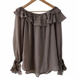 Gold Hawk Mila 100% Silk Ruffle Off Shoulder Top